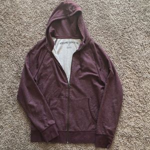 Maroon Men's Zip-Up Hoodie
